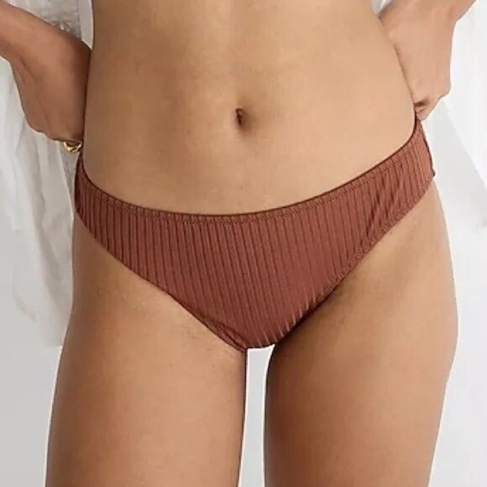 J. Crew Brown Wide-Rib Hipster Full-Coverage Bikini Bottom Size Small